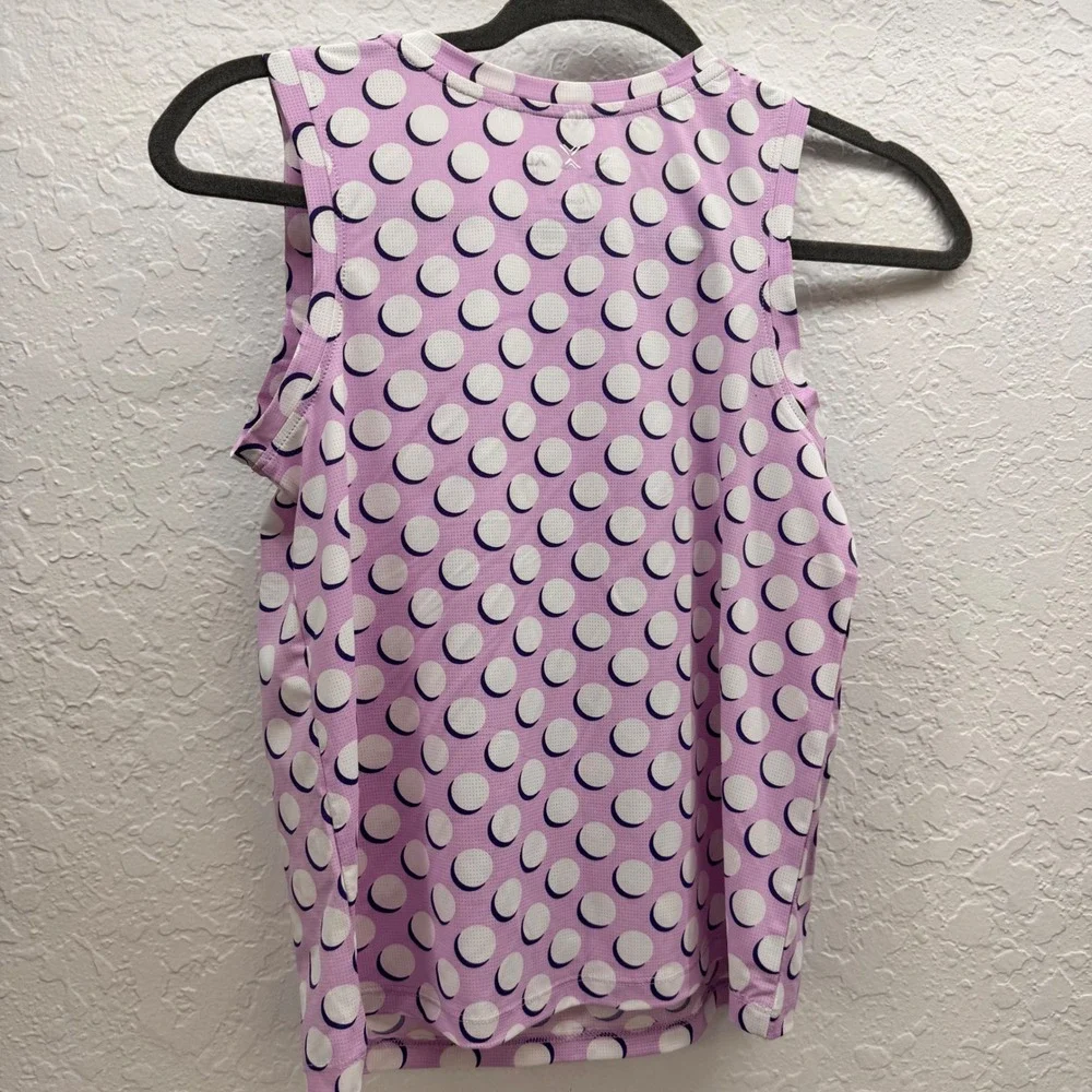 Xersion Girls XL 16 Quick-Dri Tank Top Lavender Purple White Polka Dot Active